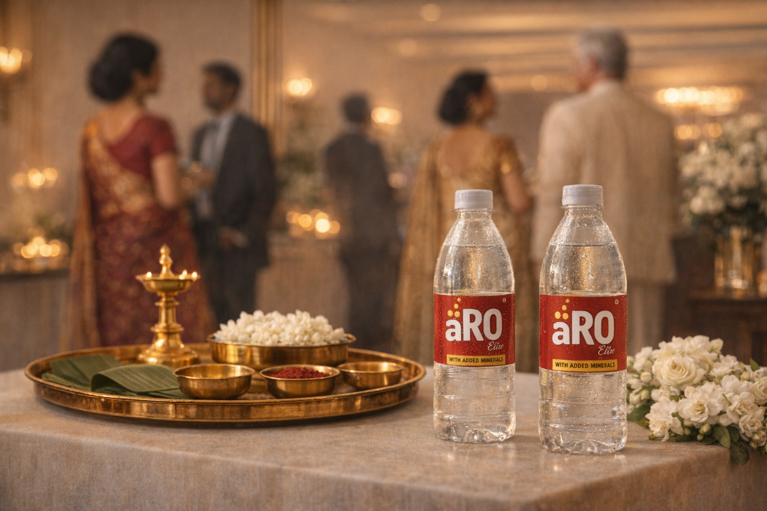 ARO Elite premium bottles prepared for guest arrival and event hospitality